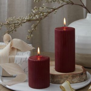 Merry Ribbed Pillar Candle (Set of 2)